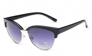 Caixia Women's Half Frame Cat-eye 58mm Sunglasses (black+purple)