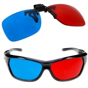 GTMax 2x Red and Cyan Glasses Fits over Most Prescription Glasses for 3D Movies, Gaming and TV 1x Clip On ; 1x Anaglyph style