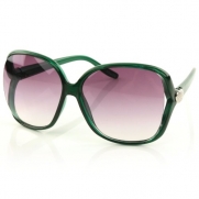 UV400 Retro Jackie O Big Oversize Frames Side Heart Smoke Lens Sunglasses Green