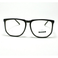 All Black Oversized Squared Geeky Clear Lens Eyeglasses Frame