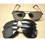 Aviator Sunglasses Black Frame Mirror Lens 3 pack with pouch