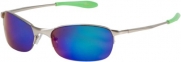 111X8 X-Loop Comfort Fit Wrap Style Sunglasses for Summer Outdoor Sports - Chrome Frame - Blue Flash - Green Tips