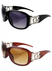 2 DG Eyewear Sunglasses 26240 1- Black & 1- Brown + 2 Free Micro Fiber Bag