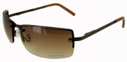 KENNETH COLE REACTION Men's Rimless Metal Sunglasses [KC1038], Shiny Brown (O067)