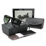 Persol 0714 95/31 Gloss Black 0714 Aviator Sunglasses Lens Category 3 Size Larg