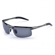 ZLMBAGUS Men's Fashion Sunglasses Premium Sport Polarized Sunglasses Wrap Metal Frame, Deep Gray, Perfect for Driving, Fishing